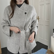 女装毛呢外套小领单排扣双面羊毛大衣澳洲羊毛高品质超厚呢子大衣