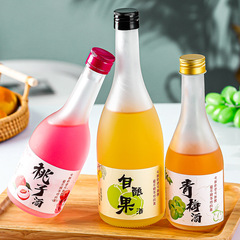Fashionable transparent fruit wine bottle, glass wine bottle, frosted sealed homemade fruit wine bottle, thickened beverage bottle, repackaged empty wine bottle