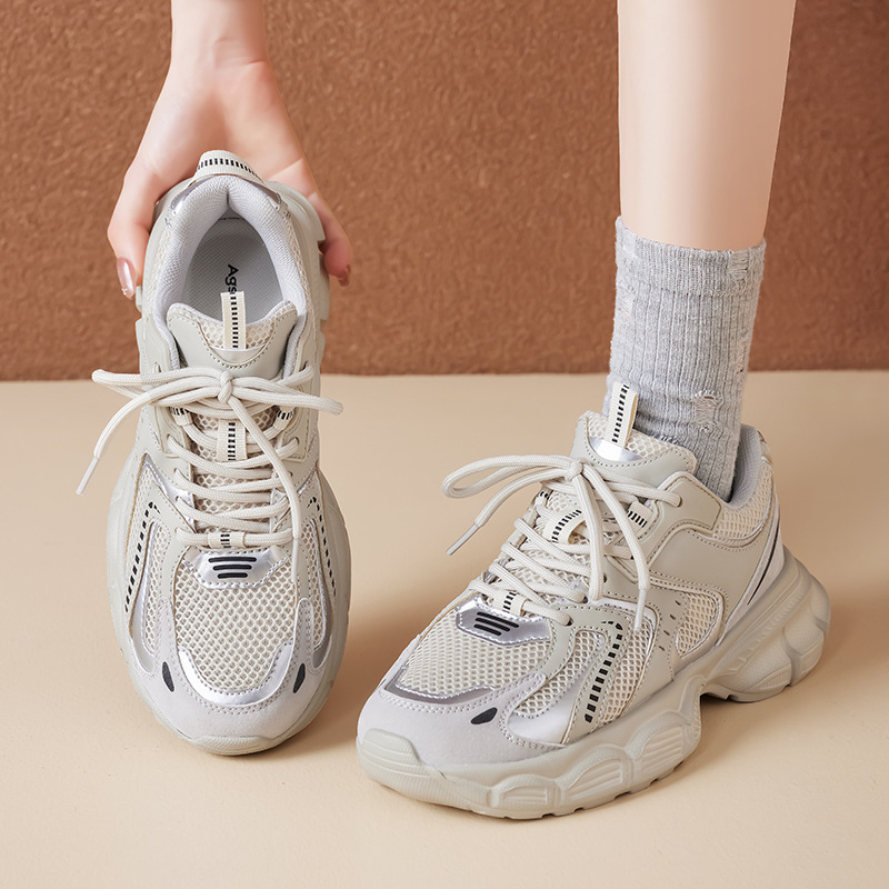 Augustion Daddy Shoes Mujer 2025 Nuevo verano estilo universitario plataforma deportiva plataforma casual zapatos blancos