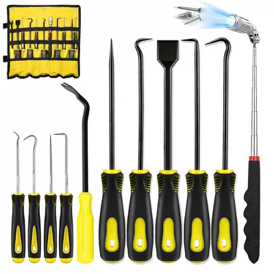 Set: Mühərrik tənzimləmə alətləri - yellow-11-piece-set-with-rotating-head-stone-detector-oxford-storage-roll-bag