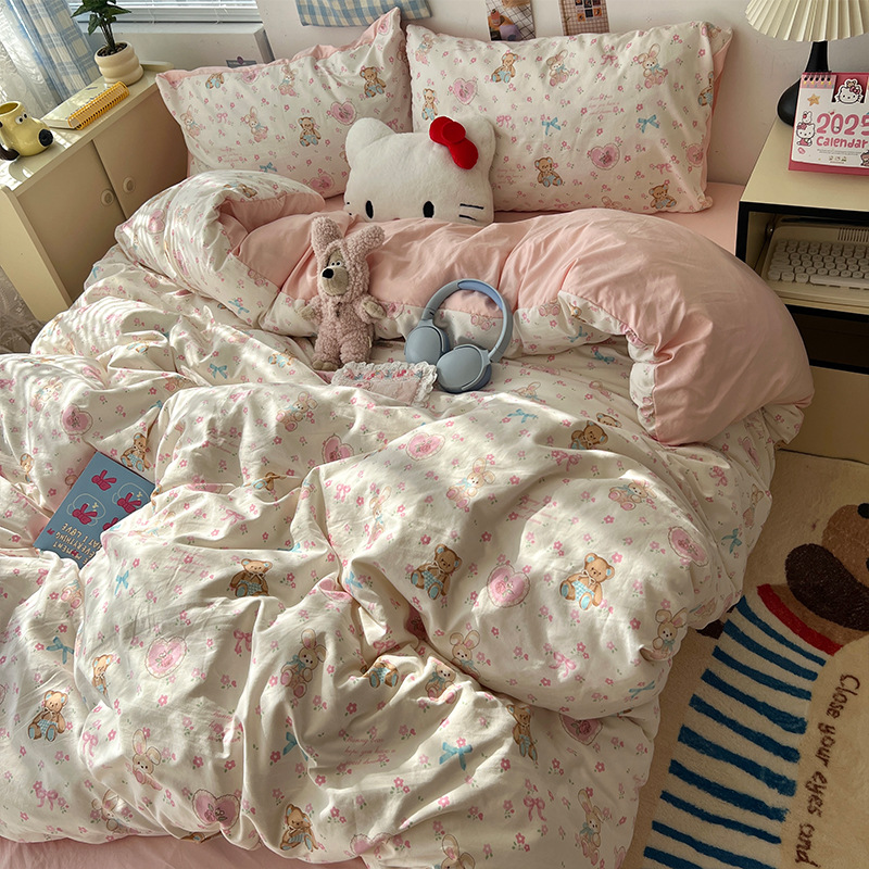 Cama de cuatro piezas de madres y bebés de clase A sábanas de algodón cubierta cama de dormitorio de estudiantes de tres piezas de cama