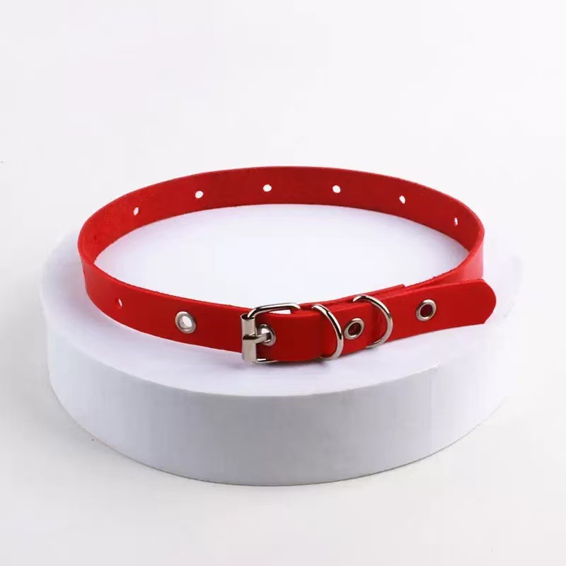 Punk Flat Buckle Leather Belt-Style Retro Street Fashion Choker Neck Strap Korean Version Leather Buckle Niche Collarbone Chain Strap
