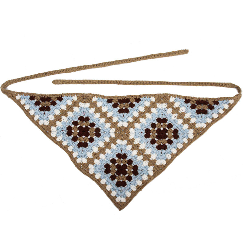 Francia cereza toallas triangulares mujeres primavera y otoño viajes padres-hijos gancho de punto flores hueco pañuelo de arte correa de pelo gorro