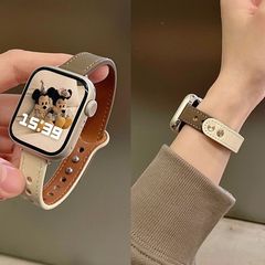 Appleアップルiwatchse109ultra 8765432腕時計のバンドの細い本革の質の小さい腰の女性を適用します。