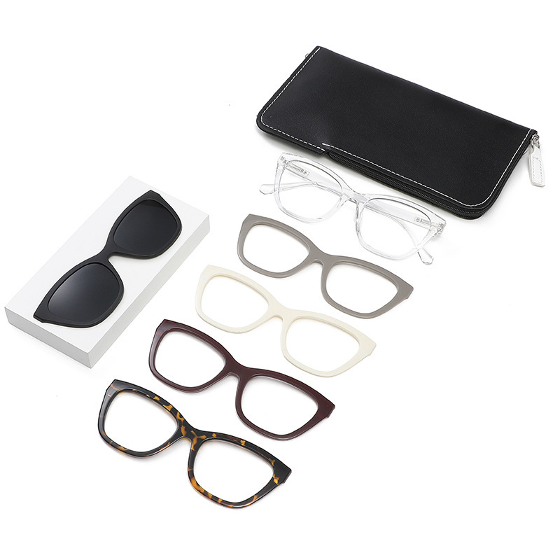 European and American Style Eyeglass Frames for Women, Polarized Magnetic Eyeglass Frames, Trendy Unisex Frameless Design with Five Interchangeable Lenses, Non-Prescription Glasses, Glasses Case European and American Style Eyeglass Frames for Women, Polarized Magnetic Eyeglass Frames, Trendy Unisex Frameless Design with Five Interchangeable Lenses, Non-Prescription Glasses, Glasses Case