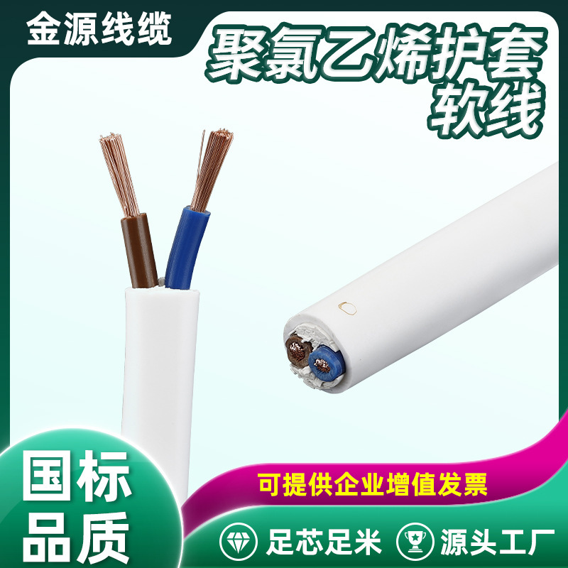 定制RVV护套电源软线8字尾延长线二芯电源导线纯无氧铜导体电线