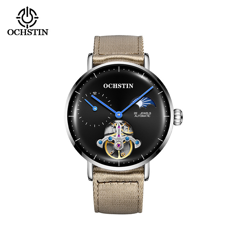 Ochstin月像透かし彫り飛輪機械時計男性時計全自動生放送クロスボーダービジネスベルト機械腕時計|undefined