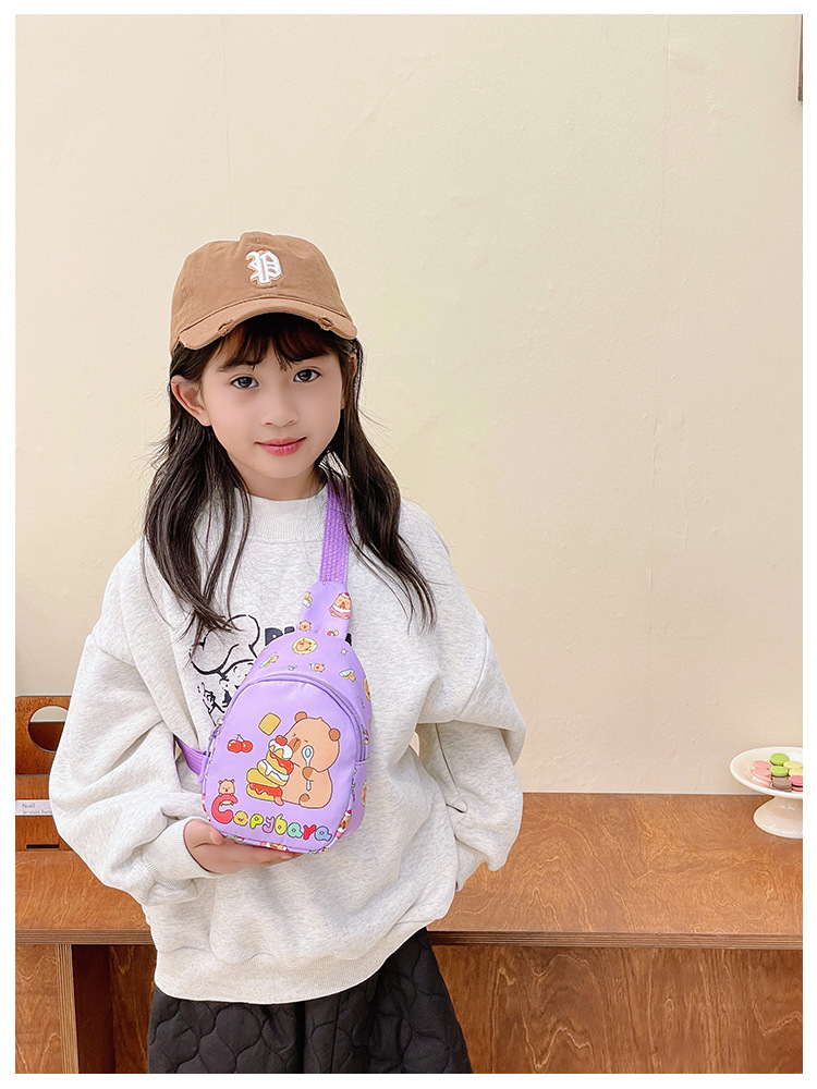 A new printed children's bag featuring cute and stylish Japanese cartoon boys' and girls' chest bags and Capibara baby coin purse undefined
