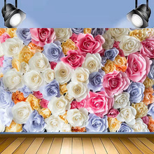 外贸新款花卉玫瑰花背景布5x3ft乙烯基生日情人节派对拍照道具