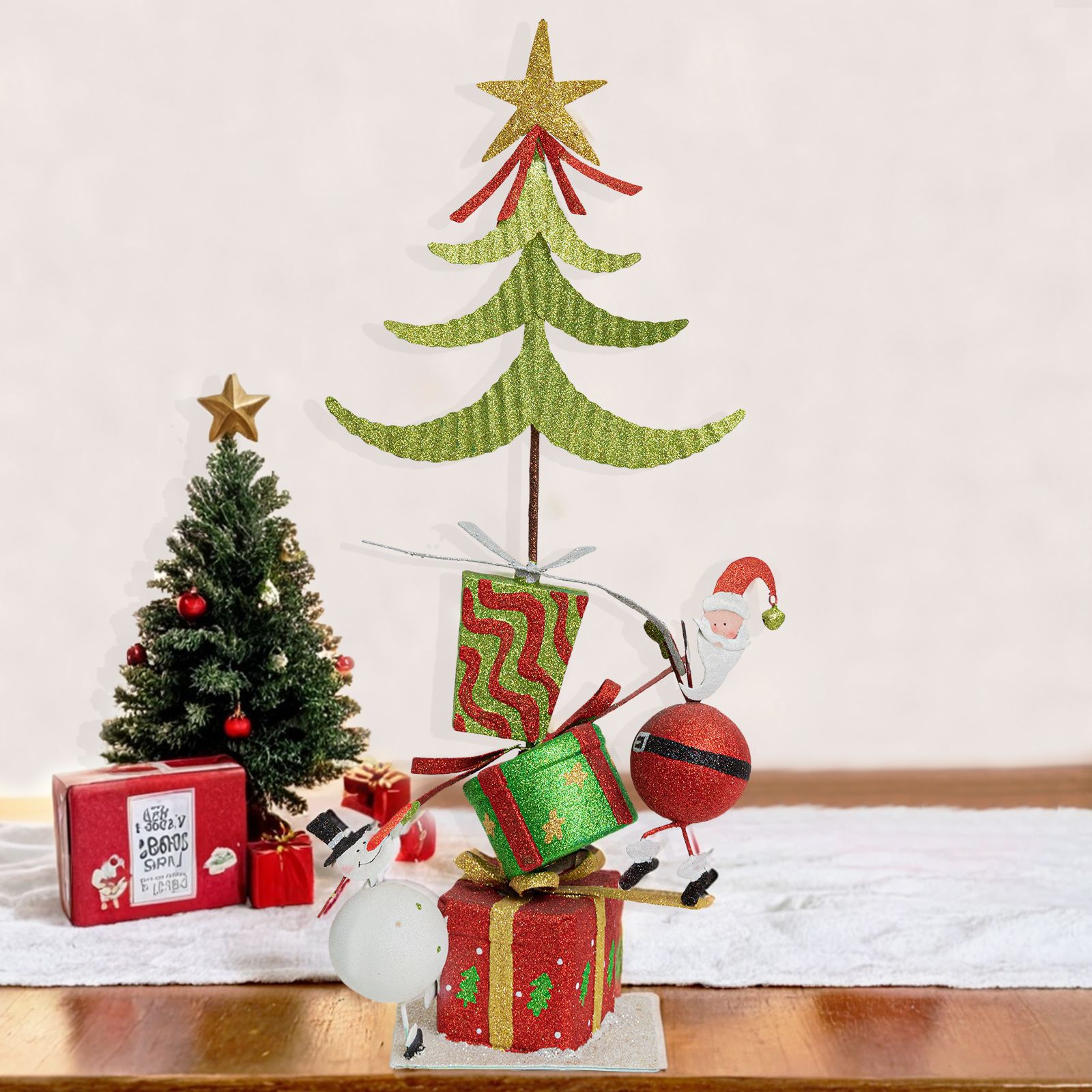 Decoraciones navideñas de hierro árbol navideño decoración de ventanas de vacaciones Santa Claus brillante muñeco de nieve decoración decoración