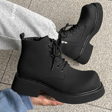 德比马丁靴男款黑色高帮皮鞋机车靴增高靴子翘头靴Z01-R