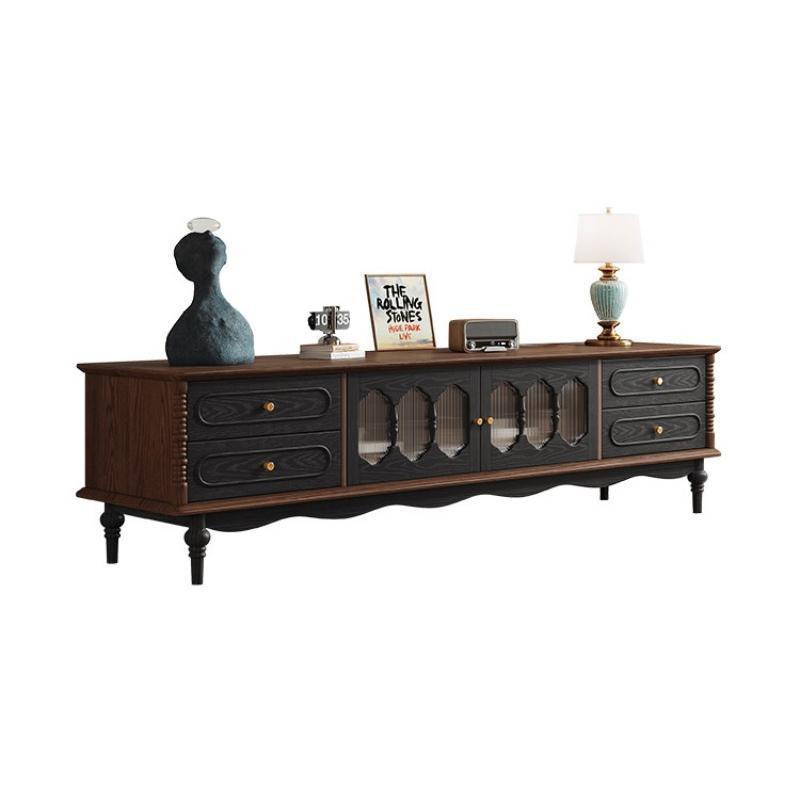 Mesa de té de madera sólida francesa retro estilo medio antiguo sala de estar casa gabinete de televisión combinación de estilo oval americano