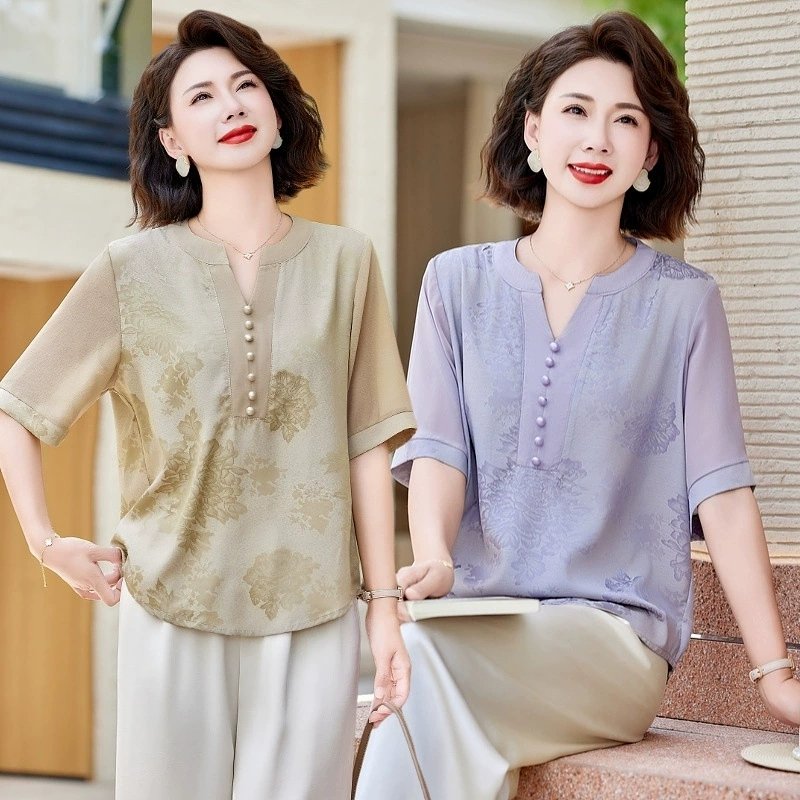 День матери мама летняя новая китайская рубашка 2025 новая женская летняя футболка с короткими рукавами