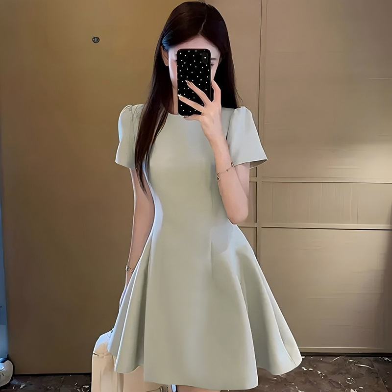 French Temperament Socialite Short-sleeved dress Women's Summer Small Design Sense Niche High-end Sense Suit Waisted Skirt