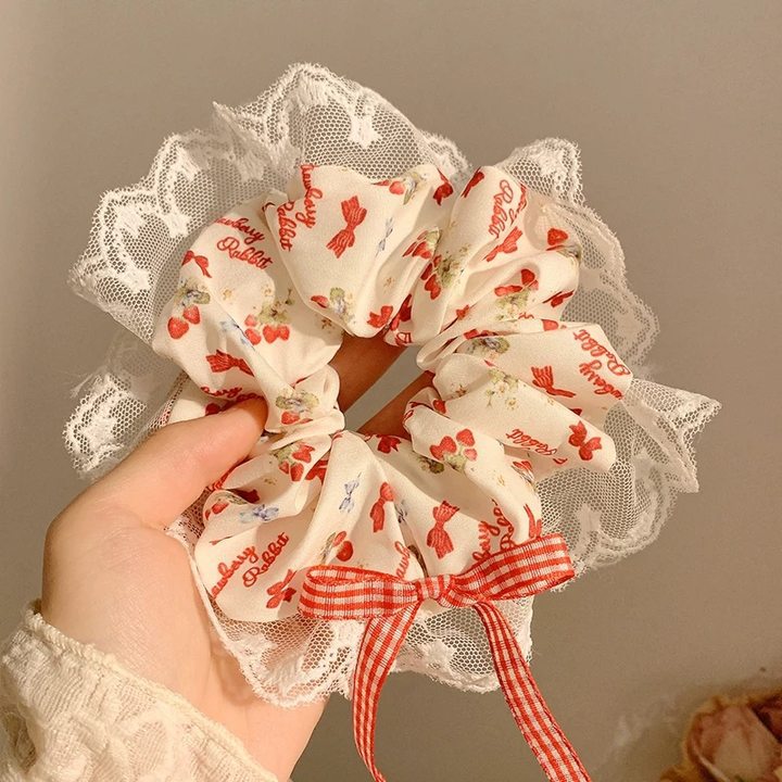52#Red cherry bow lace, approximately 15cm