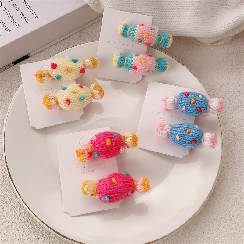 Corazón de la niña de color punto dulce broche de cabello lindo otoño invierno color lateral broche broche broche toque de cabello