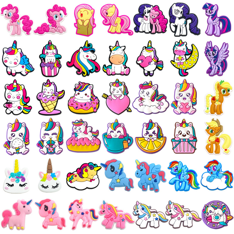 Cartoon Pony Shoe Buckle Exquisite Unicorn My Little Pony Clogs Shoe Flower Shoe Accessories DIY Soft Rubber Accessories