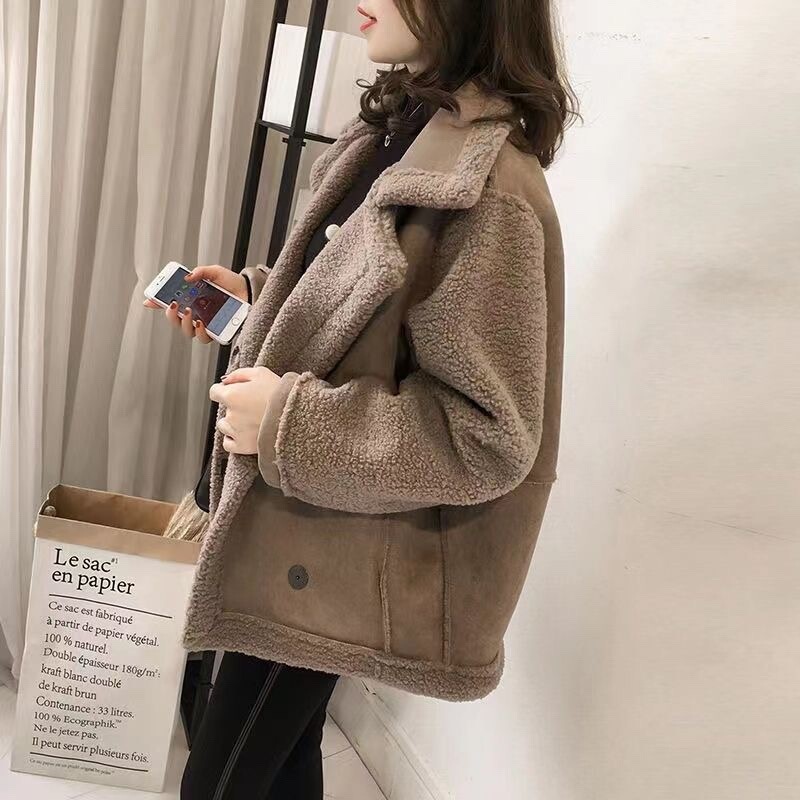 Women's Lamb Wool Coat for Autumn and Winter, Large Size, 2026 New Style, Thickened Shearling, Loose Biker Style Women's Lamb Wool Coat for Autumn and Winter, Large Size, 2026 New Style, Thickened Shearling, Loose Biker Style