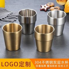 304 stainless steel wine glass double-layer step cup cold drink cup cocktail cup beer cup high-end wholesale
