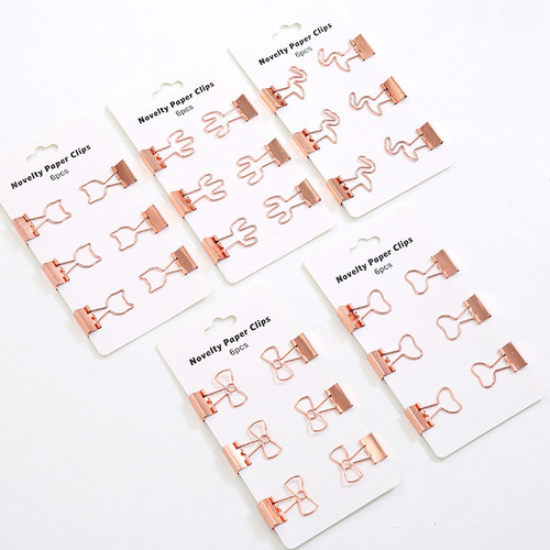 Yuelu creative metal small clip electroplating dazzling office clip photo clip cross-border folder student color clip