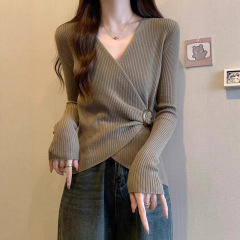 【睛雅服饰】法式v领针织衫女夏季2025新款修身毛衣显瘦内搭上衣