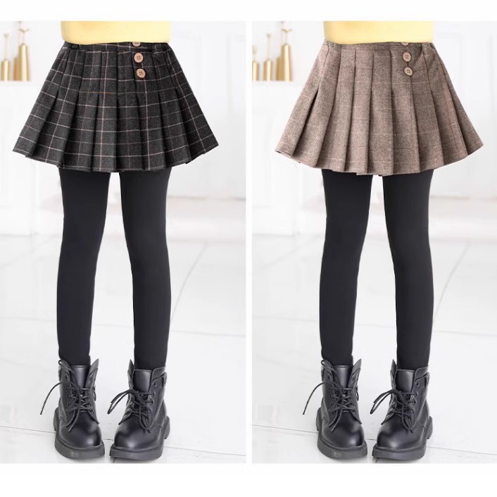 女童裙裤春秋款打底裤儿童假两件裤裙中大童裤子2024秋冬新款加绒