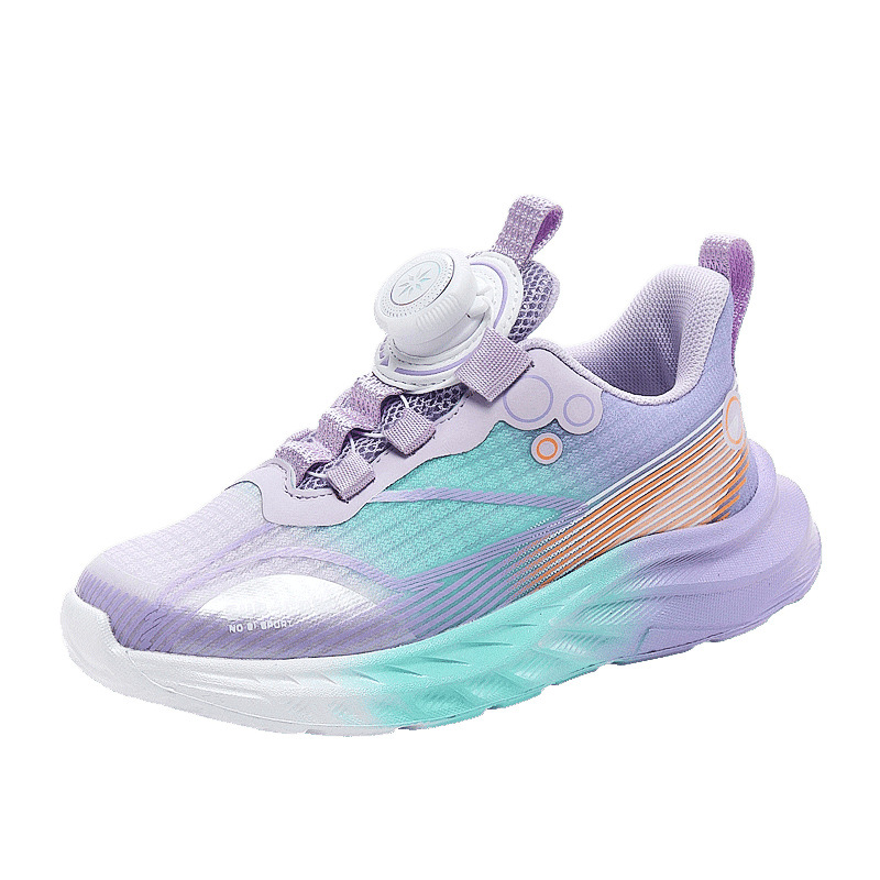 Calzado deportivo ligero para niños modelos de primavera y otoño zapatos para correr con botones giratorios transpirables para niñas