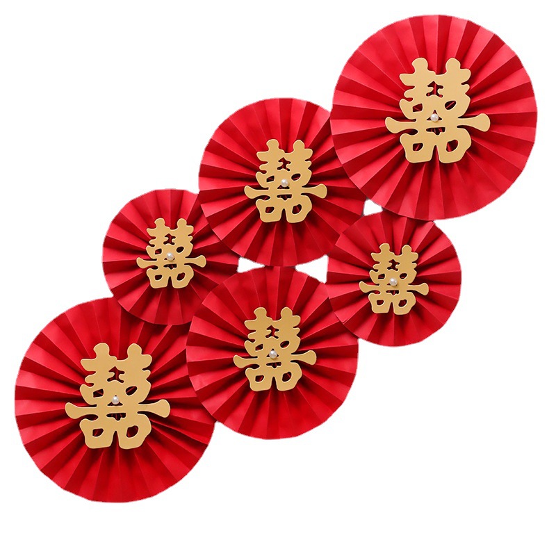 Traje DE BODA ventilador papel flor boda dormitorio Fondo pared decoración chino retro perla creativa guirnalda