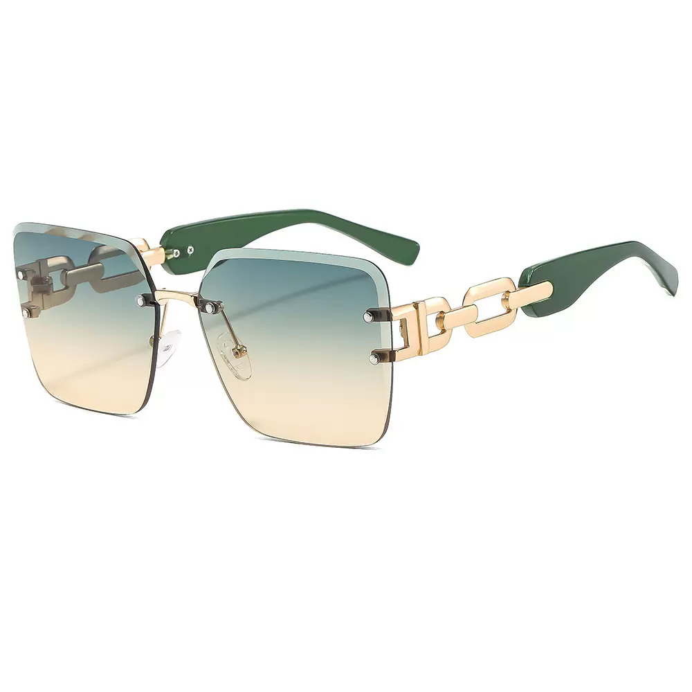 新款时尚镂空镜腿方形无框切边太阳 ins潮流百搭户外防晒遮阳墨镜