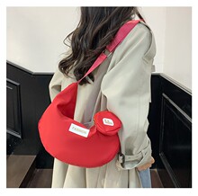 ins新款牛津布女包大容量纯色轻便百搭斜跨包上课单肩包通勤女包