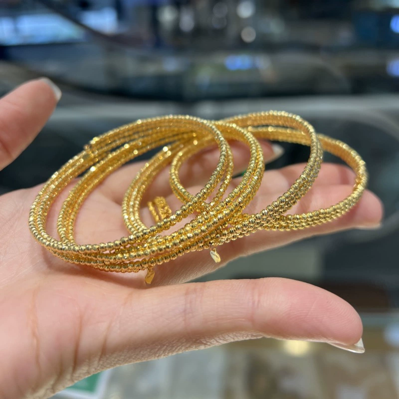 Трехрядный браслет из золота 18 карат с прыгающими золотыми бусинами au750, цвет золота, модель дренажа «сделай сам», открытый изысканный браслет, водяной корпус, оптовая продажа.