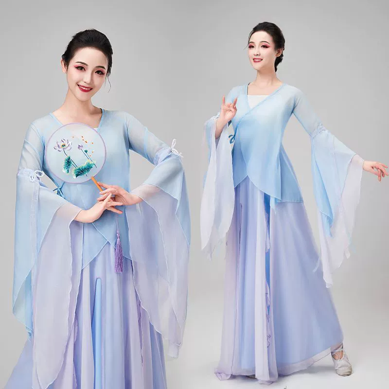Новый китайский стиль, классический танец, элегантный сказочный костюм Hanfu, костюм для выступлений, наряд для тренировок, наряд для выступлений