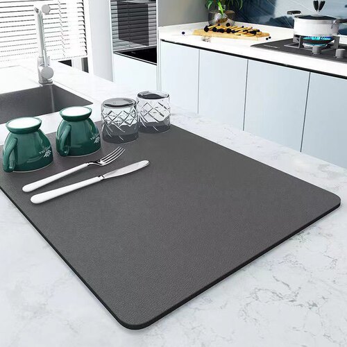 Pure Color Drain Pad Kitchen Mat Home Use Countertop Water Absorbent Quick Dry Cup Mat Washable Insulating Dry Table Mat