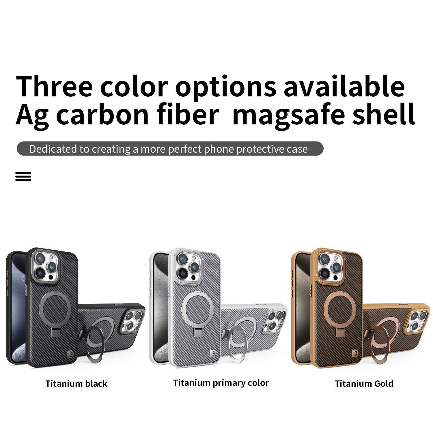 Ốp lưng iPhone 16 Pro Max từ tính vân sợi carbon, da mờ chống sốc — Màu đen, Vàng sa mạc, Màu xám chi tiết 12
