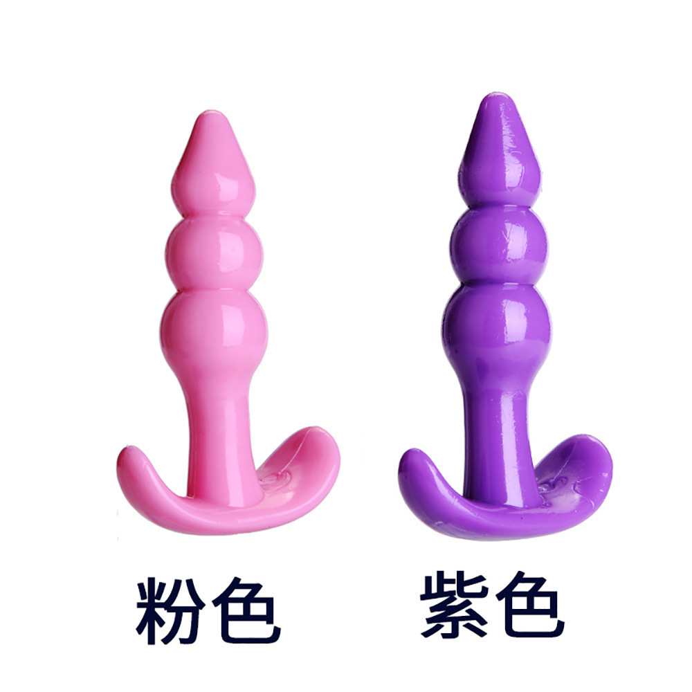 Mini TPE Anal Plug Set with Beaded Design, Pink and Black Options — detail image 14