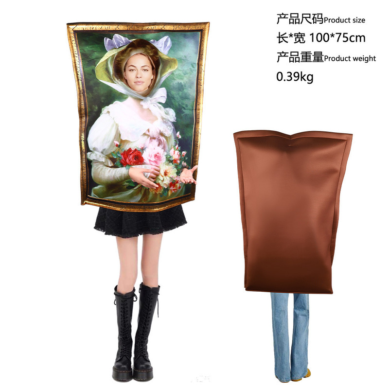 万圣节服饰蒙娜丽莎cos服壁画服饰校园活动表演服复合海绵连体衣|undefined