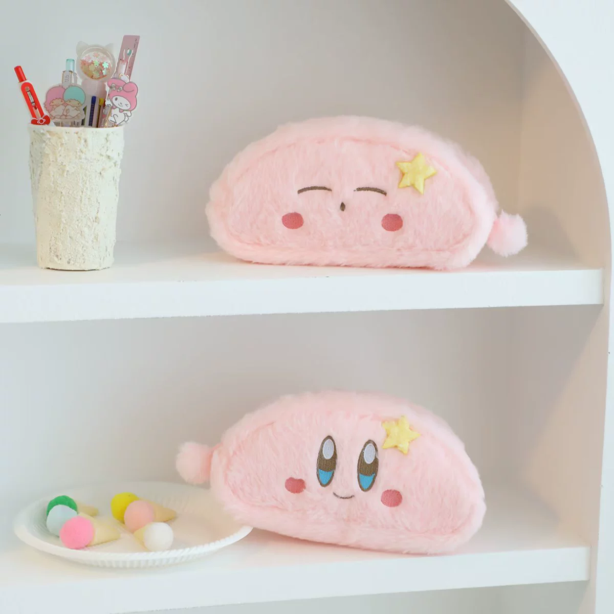 Cute handheld plush pencil case, organizer bag, cosmetic bag