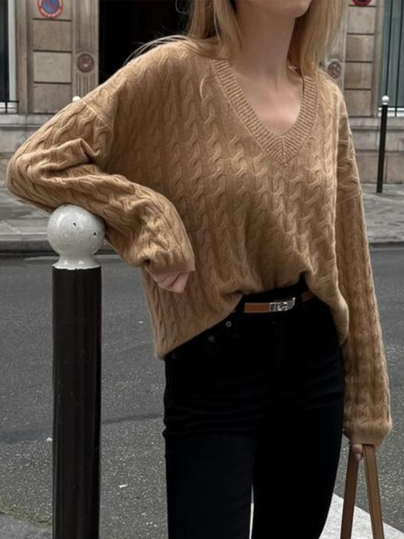 Kaikuo transfronterizo Europa y los Estados Unidos 2025 otoño y invierno lana perezosa viento V cuello cómodo color sólido casual universal suéter Amazon