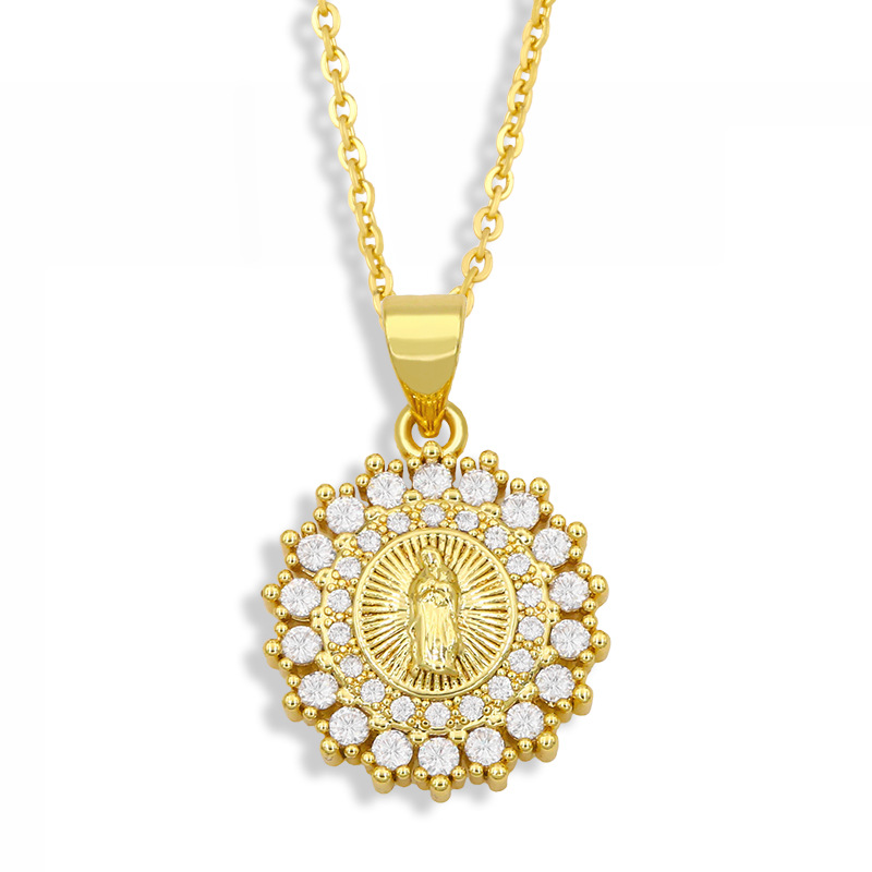 Creative Diamond-studded Madonna Pendant Necklace display picture 6