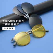 林德同款无螺丝圆形磁吸眼镜框超轻纯钛近视太阳镜时尚五合一夹片