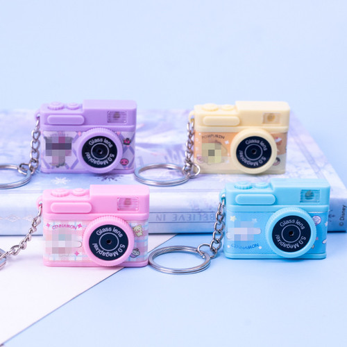 011 Creative Camera Necklace Pendant LED Sound Luminous Keychain Clothing Bag Pendant Accessories Gift