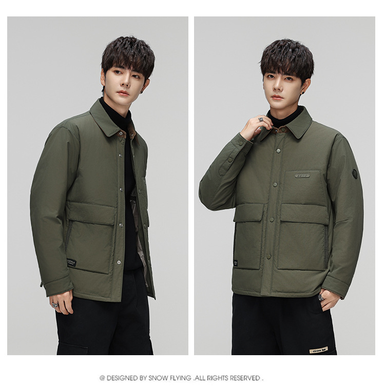Men's Down Jacket Lapel Collar Warm Casual Winter Coat For Men_voghion.com