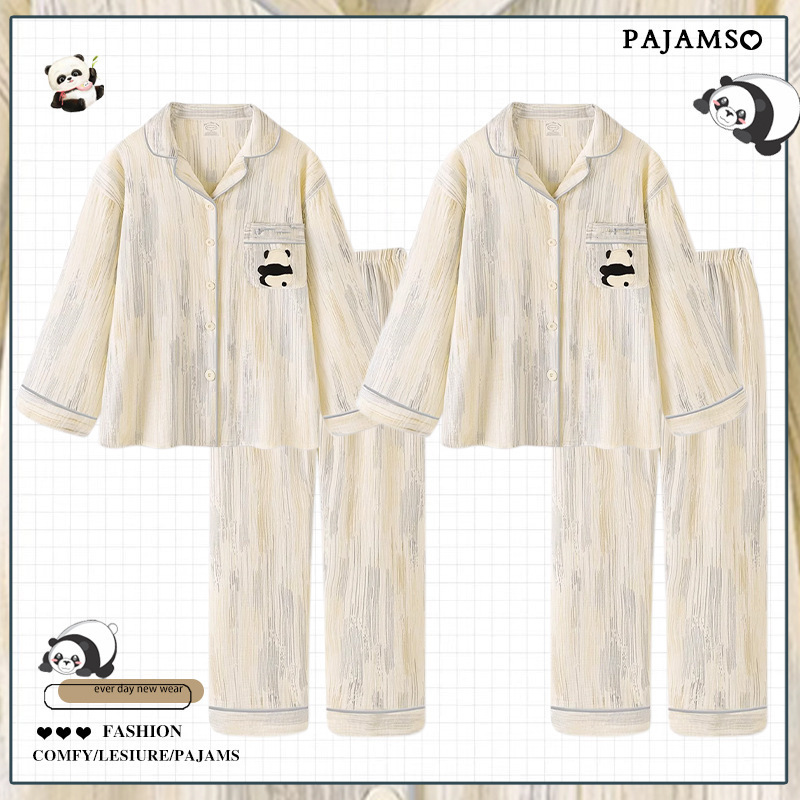 Alto Grado de Panda pareja pijamas de las mujeres de primavera y otoño de algodón de manga larga más el tamaño de los hombres ropa para el hogar de 200kg de invierno