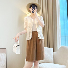 一件代发三宅短裤女褶皱裤夏季显瘦五分直筒裤休闲裤子宽松短裤潮