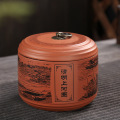 大号陶瓷茶叶罐 紫砂茶叶罐批发普洱储茶罐茶缸密封罐可定 制logo