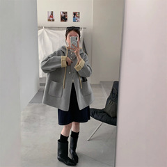 斯卡露2025秋冬新款连帽宽松双面呢羊绒大衣女休闲高级感羊毛外套
