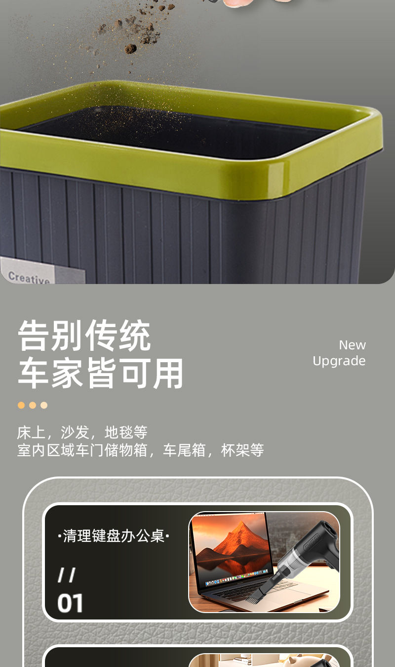 Wholesale New Car Vacuum Cleaner, Wireless, Portable, High-Power, Dual-Purpose Suction and Blowing Mini Vacuum Cleaner, Cross-Border, Strong Suction