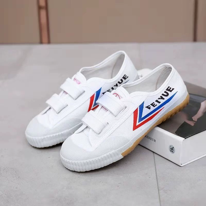 Детская парусиновая обувь Big Bowen Feiyue, обувь для боевых искусств на липучке, спортивная обувь для бега и боевого искусства на липучке для мальчиков