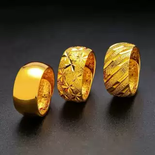男款大戒指首饰越南沙金镀金满天星流星雨光面开口大男戒货源批发