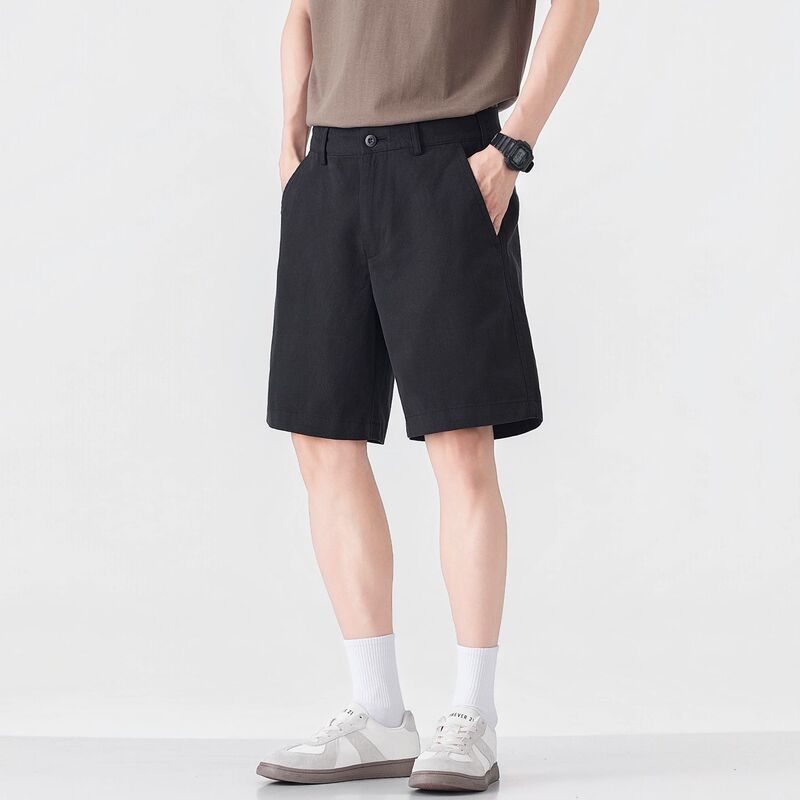 Shanggu Men's Wear Summer Cool Tencel Lyocell Men's Business Casual Shorts Retro Loose Straight Five-Point Pants